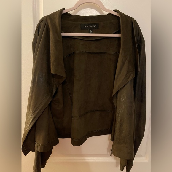 Lane Bryant light weight dark green/brown Moto style jacket size 20 - Picture 3 of 7